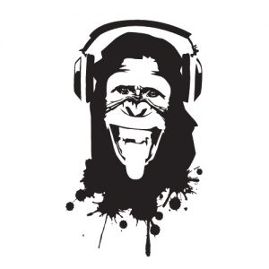 Affe mit Kopfhörern Wadeco Wandtattoo