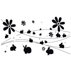 Blumenwiese mit Hasen Wandtattoo