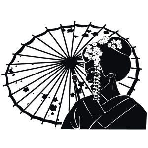 Geisha mit Schirm Wandtattoo