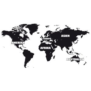 Weltkarte Kontinente Wandtattoo