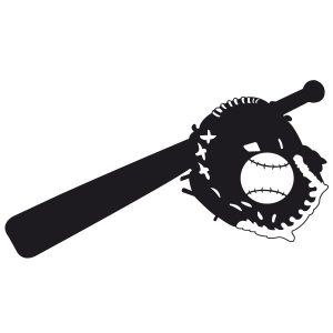 Baseballschläger mit Handschuh und Ball Wandtattoo