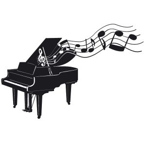 Flügel Klavier mit Noten Wandtattoo