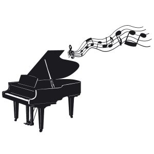 Flügel Klavier mit Noten 2 Wandtattoo