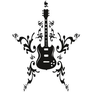 Gitarre floral Wandtattoo