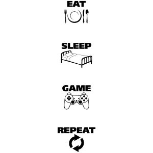 Eat Sleep Game Repeat Symbole 2 Wandtattoo