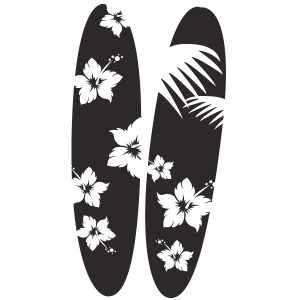 Hawaii Surfbrett Blumen Palmen Wandtattoo