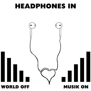 Headphones in world of music on Wandtattoo
