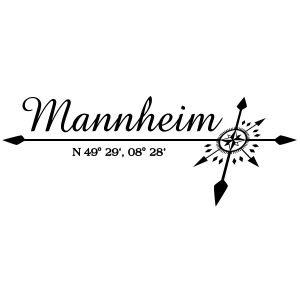Koordinaten Windrose Mannheim Wandtattoo