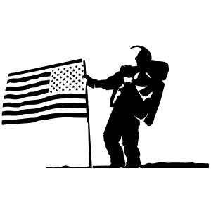 Mondlandung USA Flagge Wandtattoo