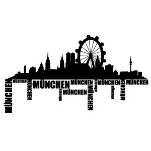 München Skyline Schriftzug Wandtattoo