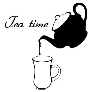 Tea Time Kanne mit Glas Wandtattoo