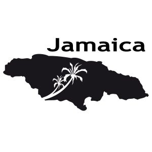 Jamaica Landkarte mit Palme Wandtattoo