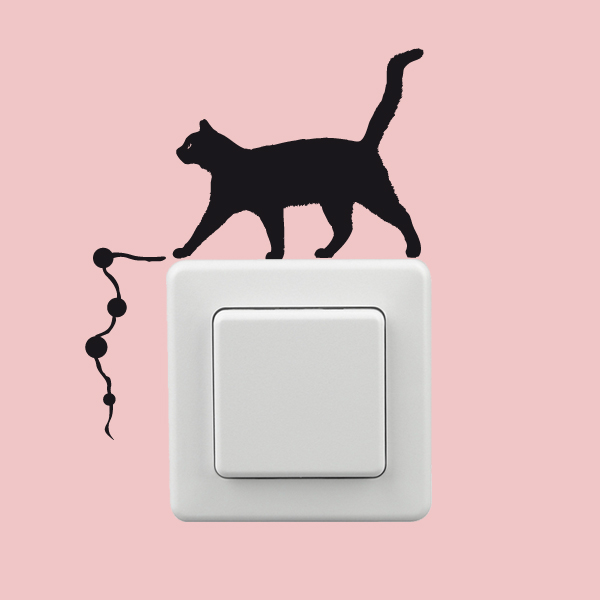 Lichtschalter Katze Schwarz Wandtattoo
