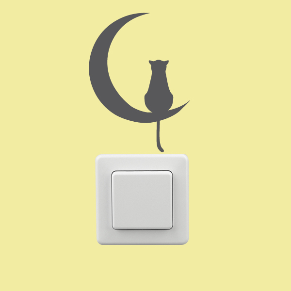 Lichtschalter Mond Katze Wandtattoo