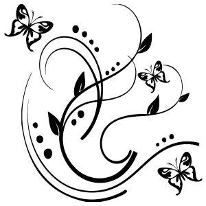 Florale Muster mit Schmetterling Wandtattoo