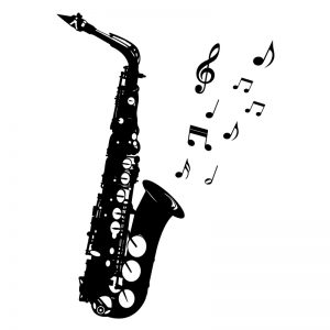 Saxophon mit Noten Wandtattoo