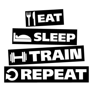 Eat Sleep Train Repeat Icons Wadeco Wandtattoo