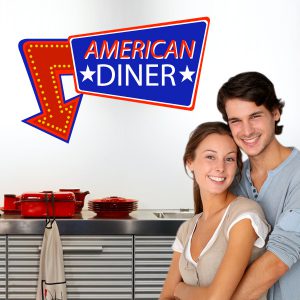 American Diner Schild Digital Wadeco Wandtattoo