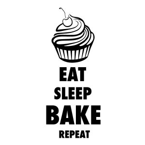 Eat Sleep Bake Repeat Cupcake Wadeco Wandtattoo