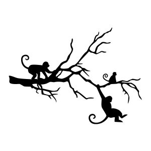 Lustige Affen am Baum Wadeco Wandtattoo