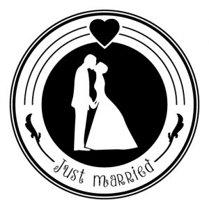 Just married vintage Stempel Wadeco Wandtattoo