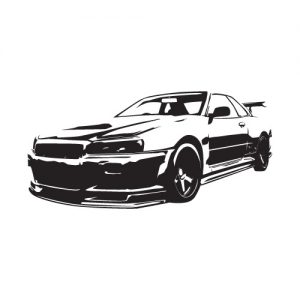 Nissan Skyline GTR R34 frontal Wadeco Wandtattoo